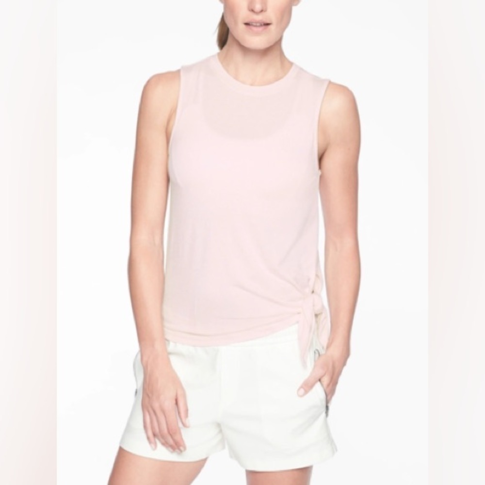 Athleta Pink Cloudlight Sleeveless Asymmetrical Side Tie Tank Top Size Small